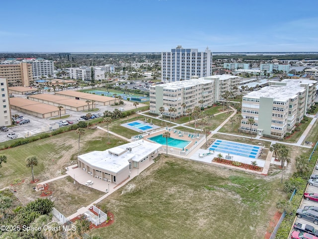 birds eye view of property featuring a view of city