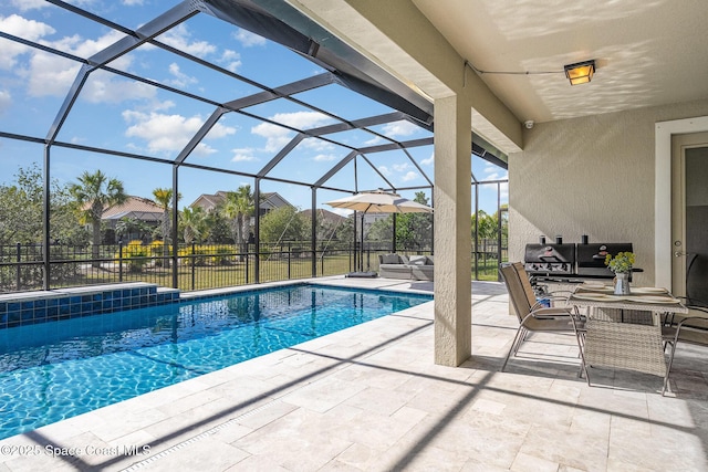 7690 Kerrington Dr, Melbourne, FL 32940 - view of swimming pool featuring a patio and glass enclosure