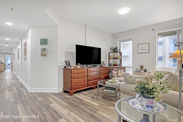 living room featuring light hardwood / wood-style floors