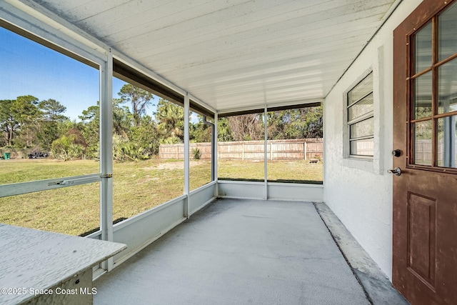 view of unfurnished sunroom