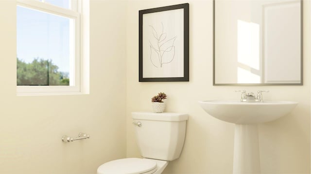 bathroom featuring a wealth of natural light and toilet