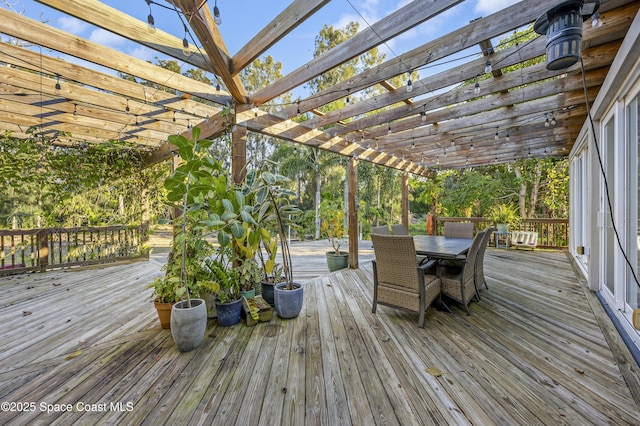 wooden terrace featuring a pergola