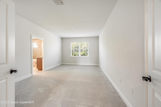 spare room featuring light carpet