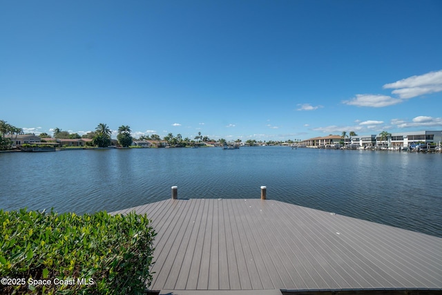 view of dock featuring a water view