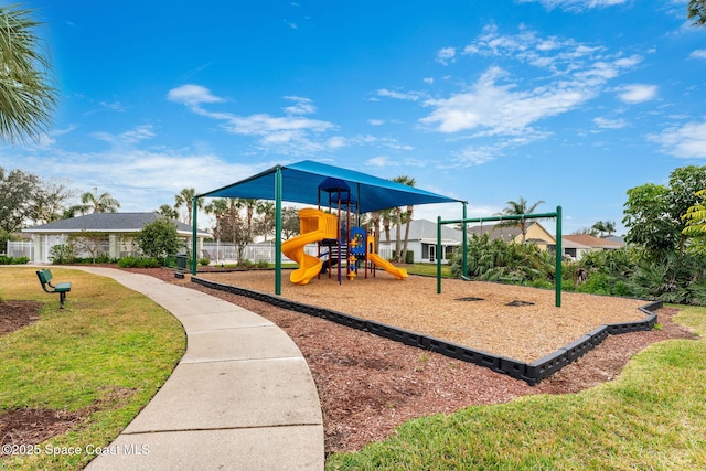 view of playground featuring a yard