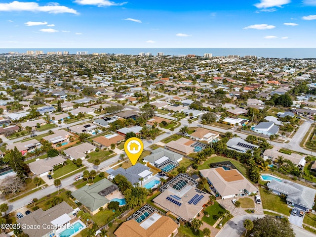 bird's eye view featuring a water view