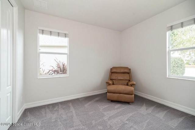 living area with carpet floors