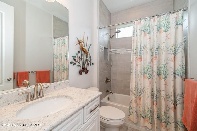 full bathroom featuring vanity, toilet, and shower / bath combo