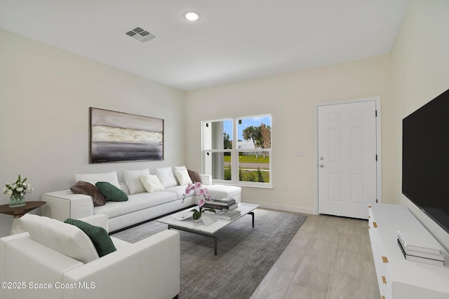 living room featuring light hardwood / wood-style flooring