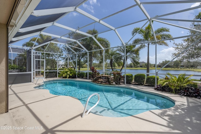 3489 Ahern Pl, Melbourne, FL 32940 - pool with a water view, a patio, and a lanai