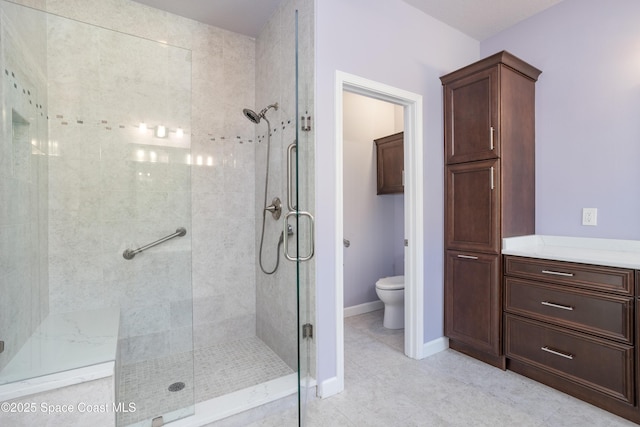 3489 Ahern Pl, Melbourne, FL 32940 - full bath featuring a shower stall, baseboards, and toilet