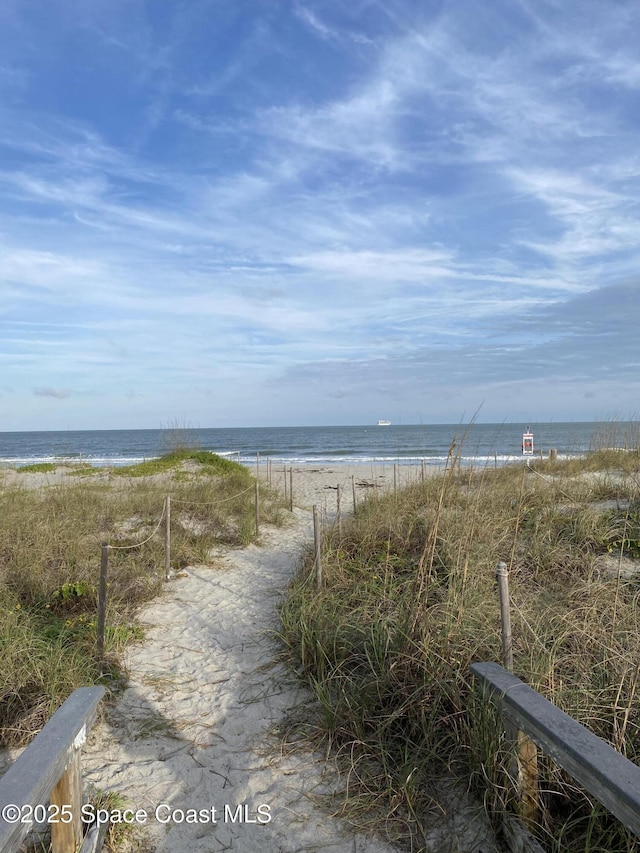 property view of water featuring a view of the beach