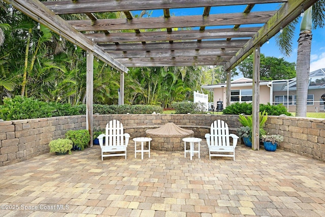 view of patio / terrace featuring a pergola