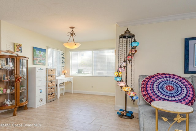 interior space with crown molding