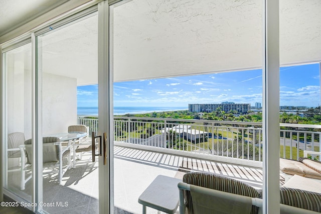 balcony with a water view