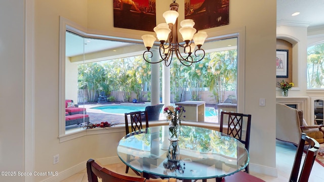 dining room featuring a chandelier