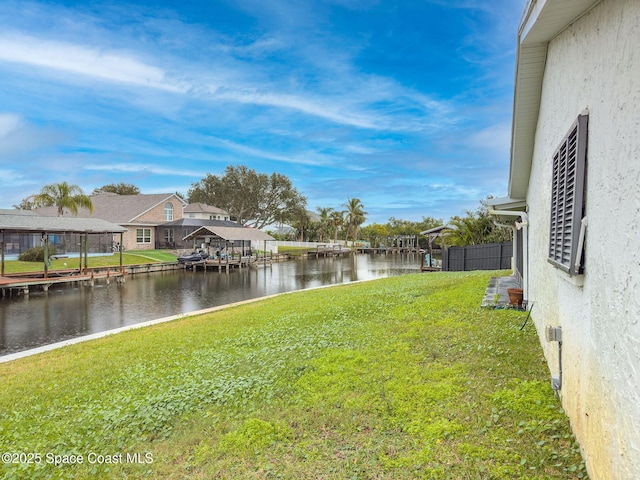 view of yard with a water view and a gazebo