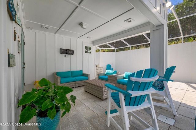 view of patio / terrace with a lanai and an outdoor hangout area