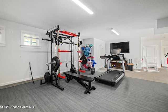 exercise area featuring wood-type flooring