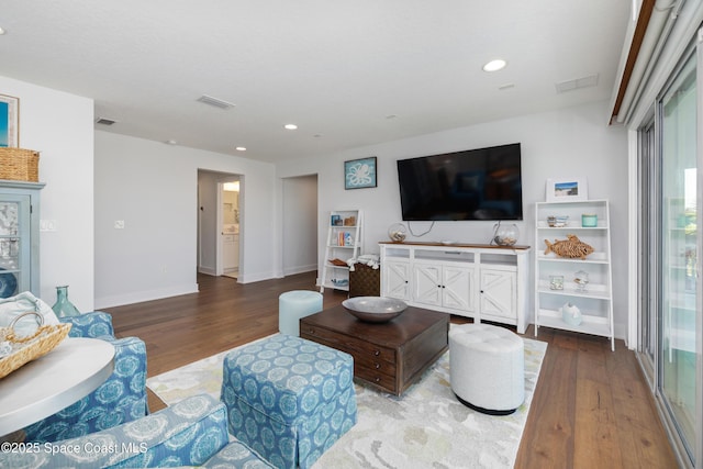 living room featuring wood-type flooring