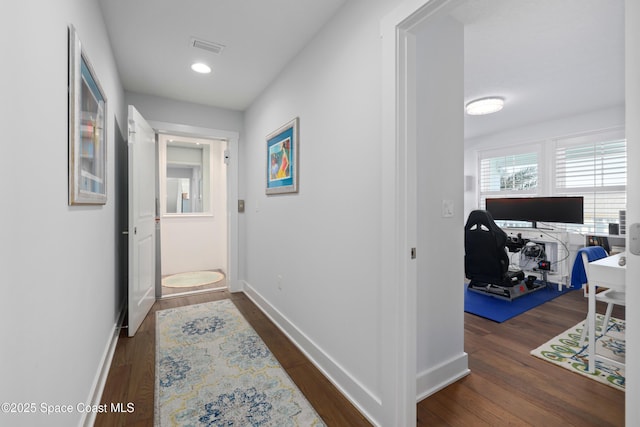 hall featuring dark hardwood / wood-style flooring