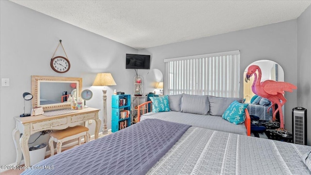 bedroom with a textured ceiling