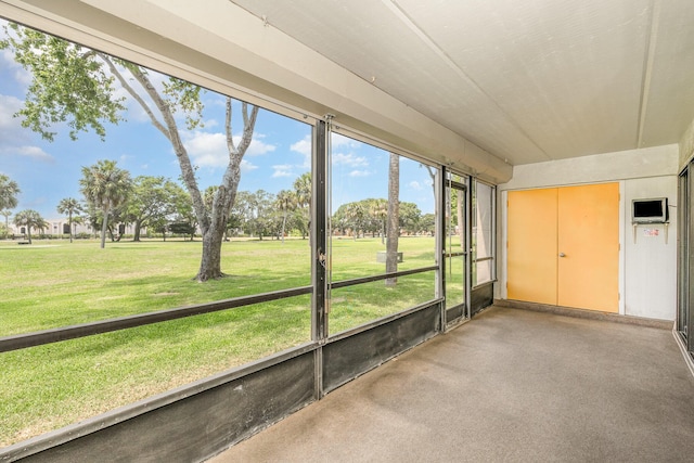 view of unfurnished sunroom