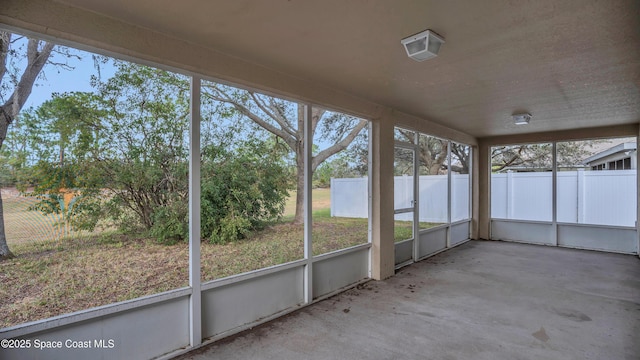 view of unfurnished sunroom