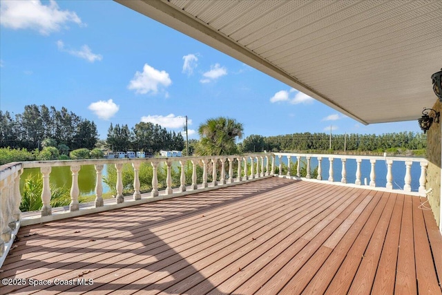 deck with a water view