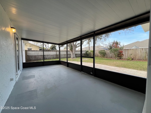 view of unfurnished sunroom