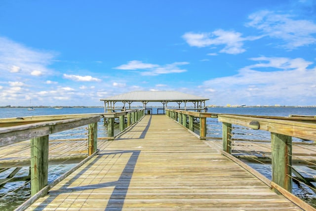 dock area featuring a water view