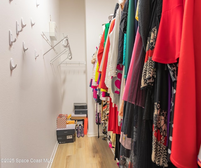 spacious closet featuring hardwood / wood-style floors