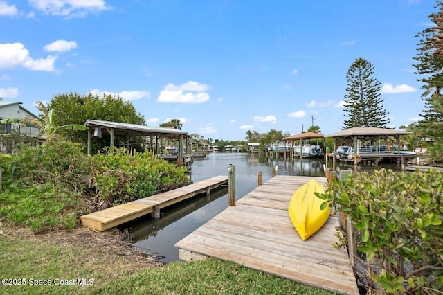 view of dock featuring a water view