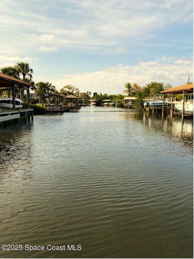 view of dock featuring a water view