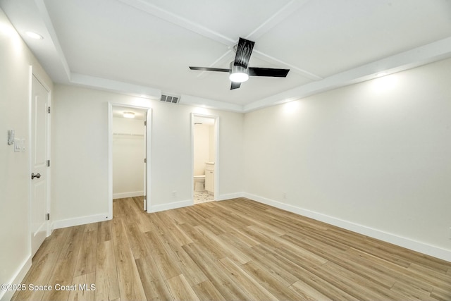 interior space featuring light hardwood / wood-style floors and ceiling fan