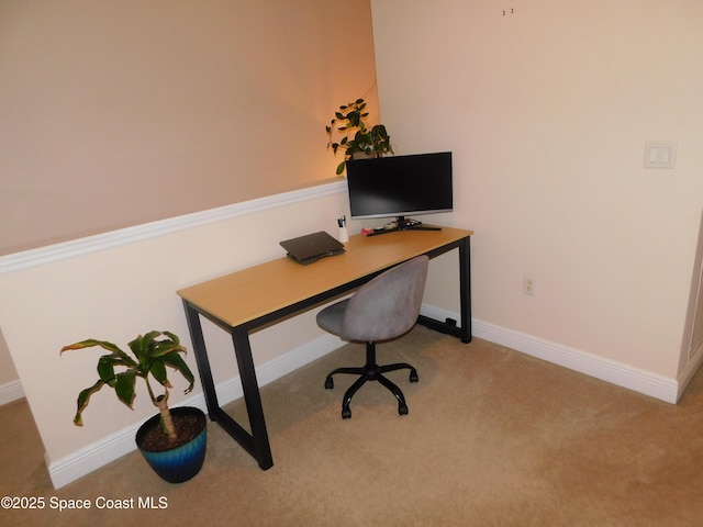 office space with light colored carpet