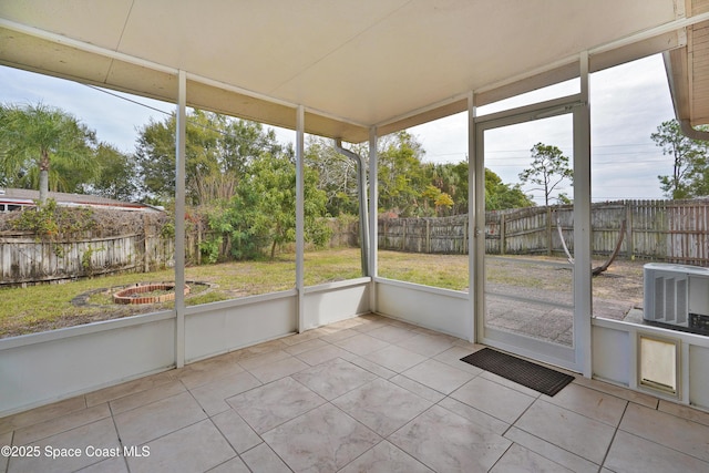 view of unfurnished sunroom