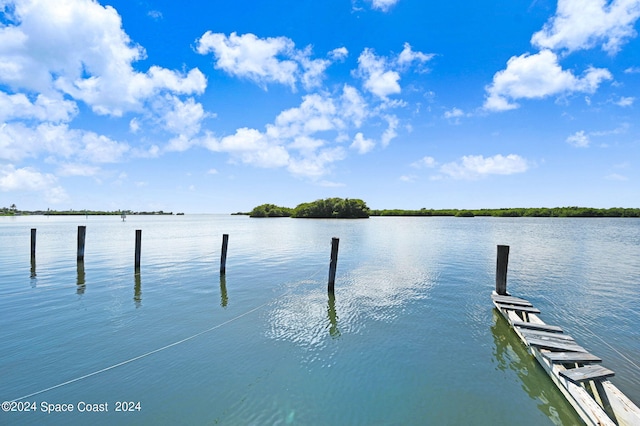 view of dock featuring a water view