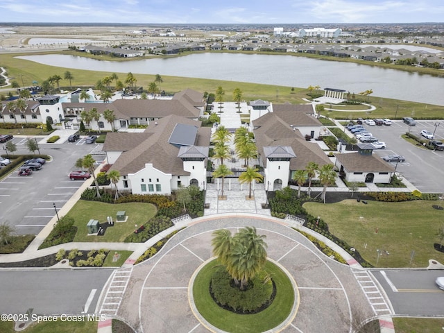 bird's eye view featuring a water view