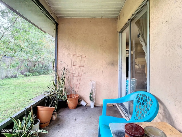 view of unfurnished sunroom