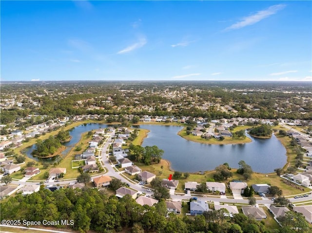 bird's eye view featuring a water view