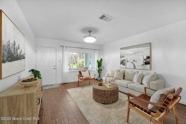 living room with light wood-type flooring