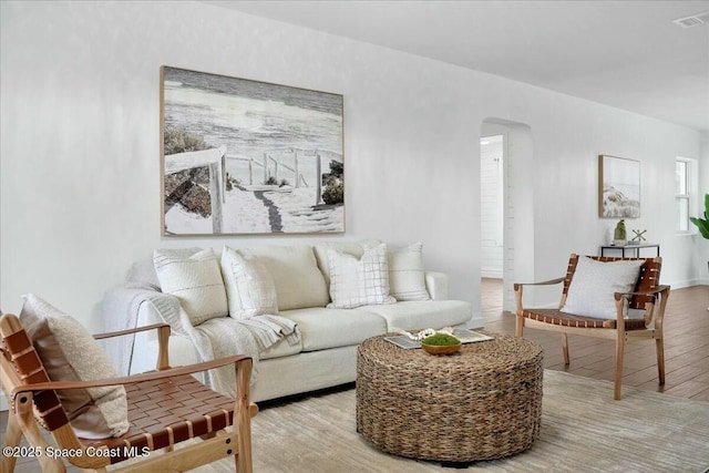 living room featuring hardwood / wood-style flooring