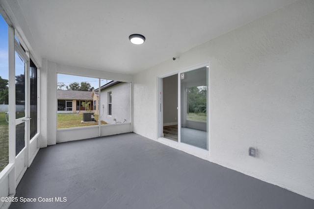 view of unfurnished sunroom