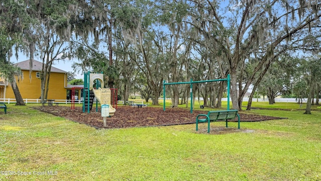 view of play area with a lawn