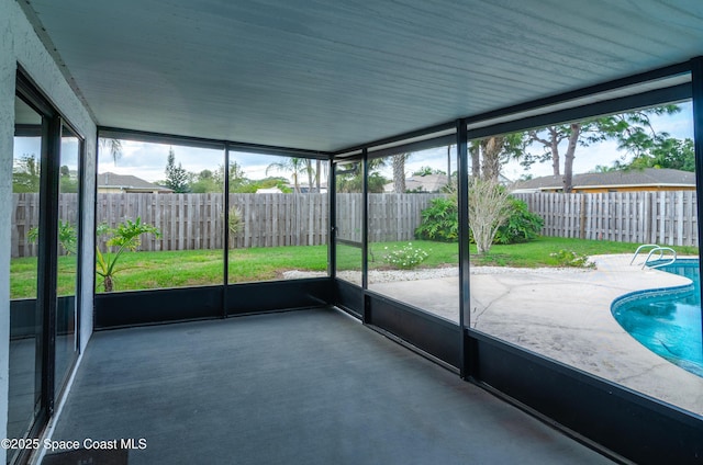 view of unfurnished sunroom