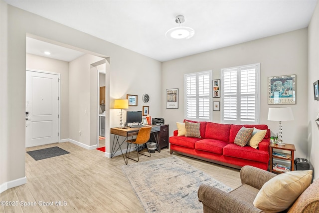 living room featuring light hardwood / wood-style floors