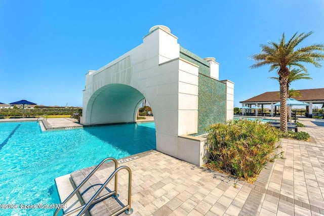 view of pool with a gazebo