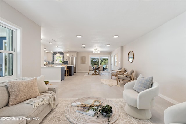 view of tiled living room