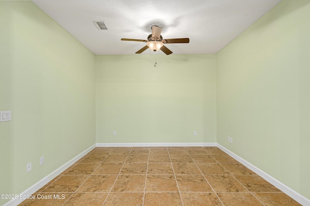 spare room with ceiling fan and a textured ceiling